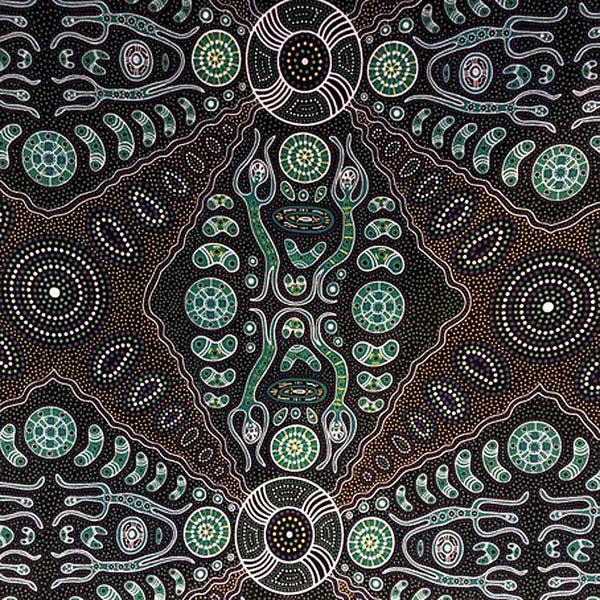 SPIRIT PEOPLE 2 GREEN by Aboriginal Artist Denise Doolan