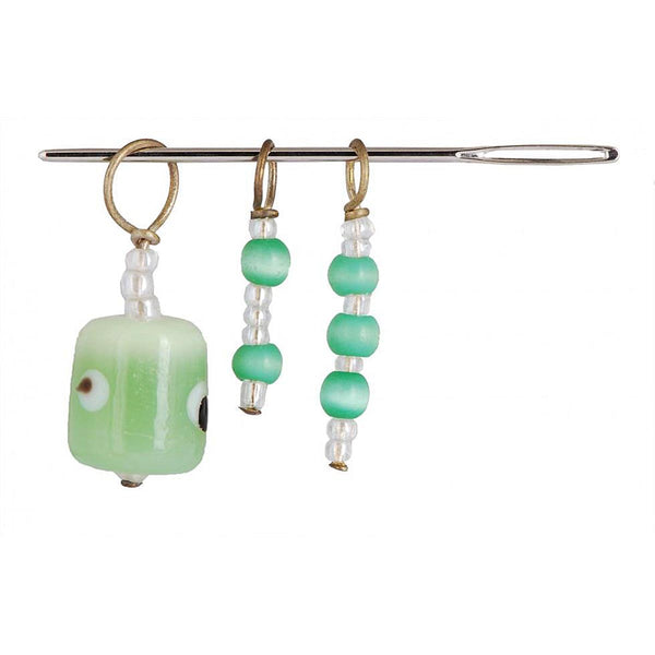 KnitPro - 3 STITCH RING MARKERS & 1 NEEDLE Set #10751 Grape Green