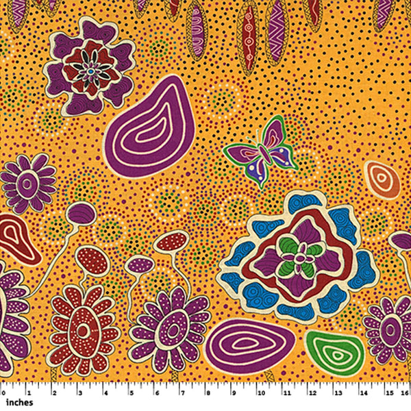 SUMMERTIME RAINFOREST YELLOW by Aboriginal Artist HEATHER KENNEDY
