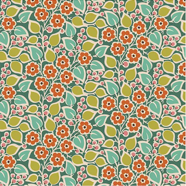 Tilda PIE IN THE SKY  - #100499 Topsy Turvy Floral - Pine Green