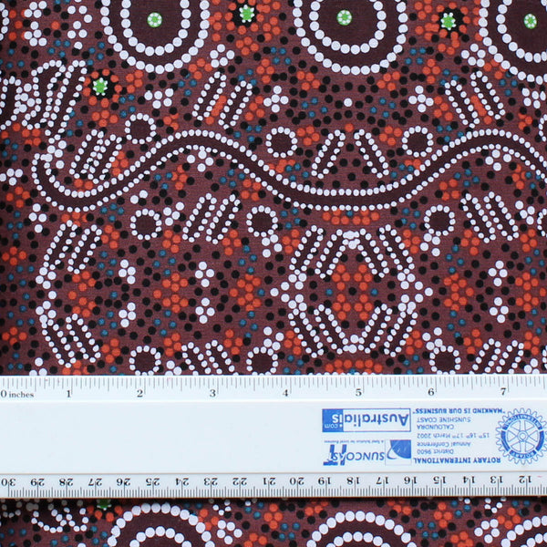 WATER DREAMING BURGUNDY by Australian Aboriginal Artist A. NAPANANGKA