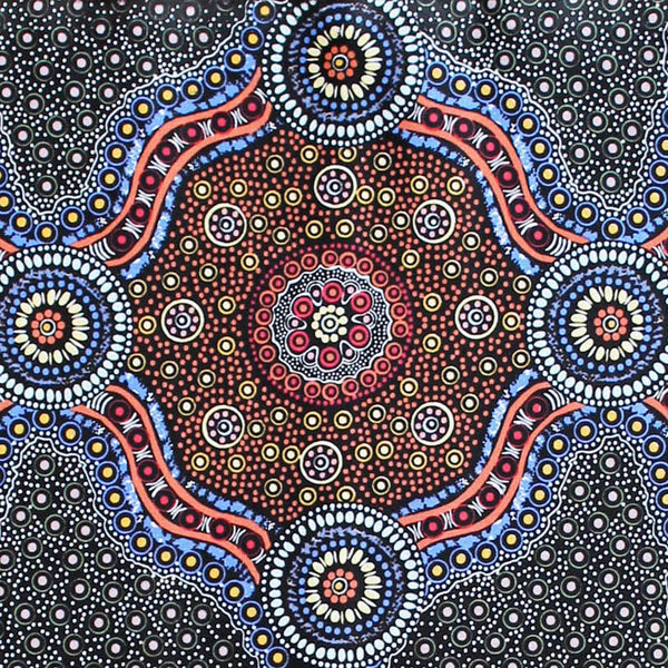 WILD BUSH FLOWERS BLACK by Australian Aboriginal Artist LAYLA CAMPBELL