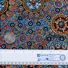 WILD DESERT FLOWERS BLUE by Australian Aboriginal Artist Vanessa Inkamala