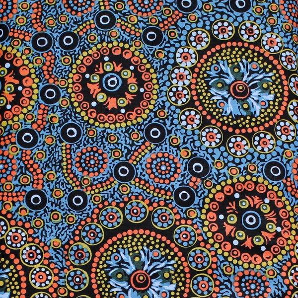 WILD DESERT FLOWERS BLUE by Australian Aboriginal Artist Vanessa Inkamala