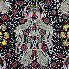 WOMEN COLLECTING BUSH FOOD BROWN by Aboriginal Artist Christine Doolan