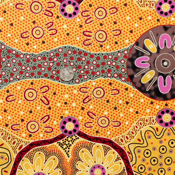 WOMENS BUSINESS GOLD by Australian Aboriginal Artist E. YOUNG