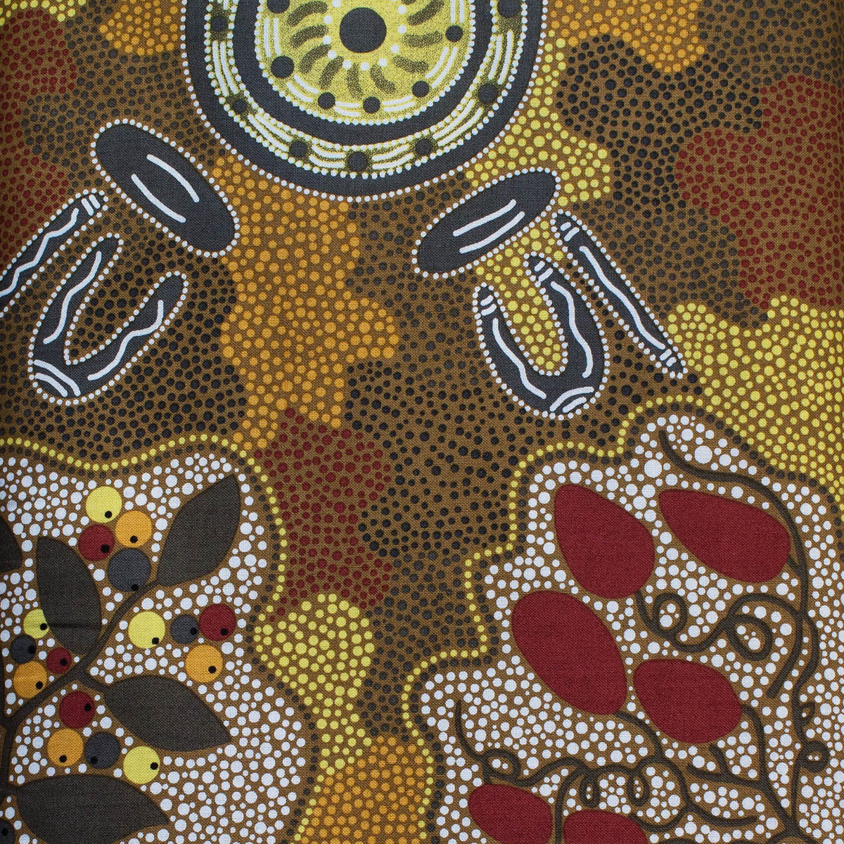 WOMEN GATHERING BUSH TUCKER BROWN by Aboriginal Artist Bernadine Johnson