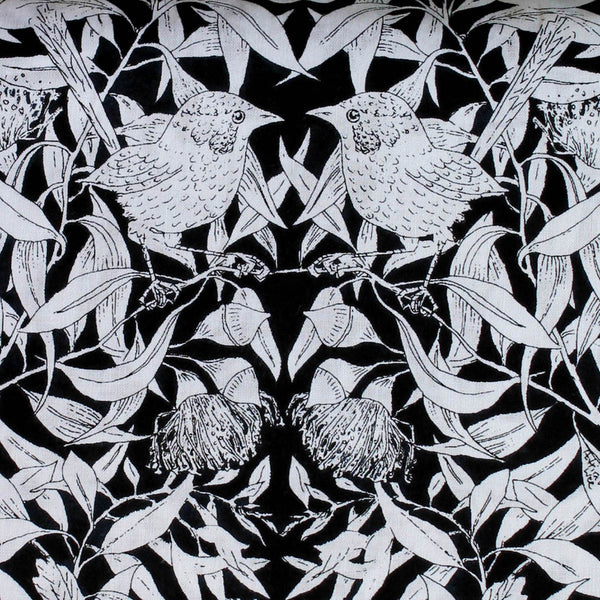 WRENS  & EUCALYPTUS BLACK by Australian Artist PATRICIA WEEKS